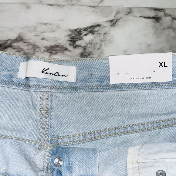 NWT | KanCan | Jean Shorts VTG 90s Distressed Button Fly | Blue | Women | XL - Picture 6 of 8